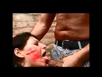 Brutal bdsm fetish porn features humiliated woman getting mouth stuffed with humongous cock